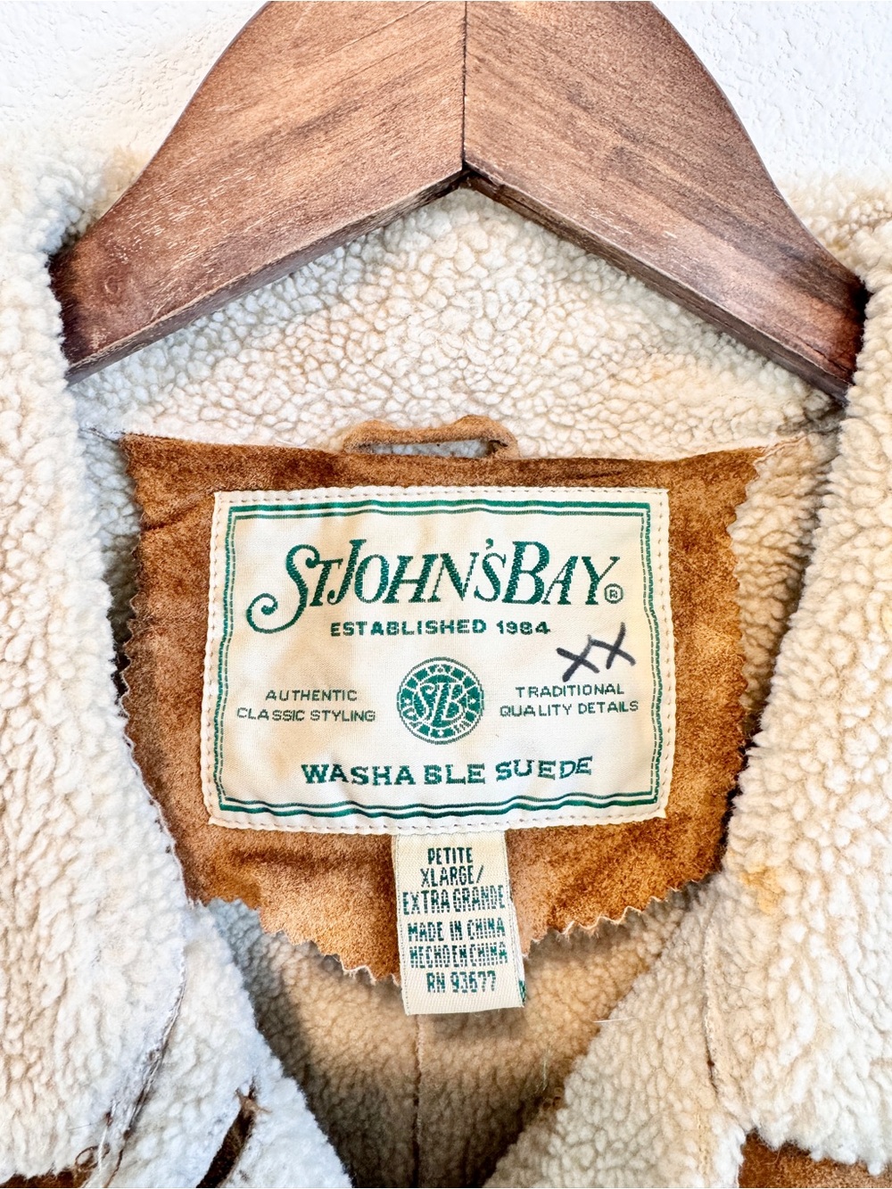 St. John’s Bay Vintage Washable Suede Jacket Petite XL Sherpa Western Ranch H99 - Picture 3 of 11